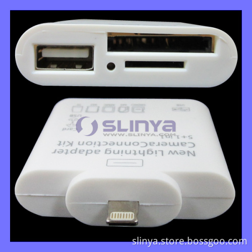 5 in 1 Camera Connection Kit for iPad 4 5/iPad Mini 2 Card Reader 8pin Lightning Adapter (SL-356)